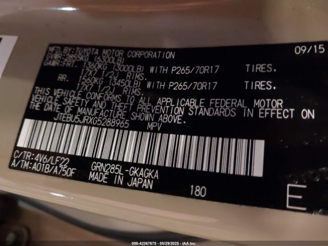 2016 TOYOTA 4RUNNER JTEBU5JRXG5288965 Photo 8