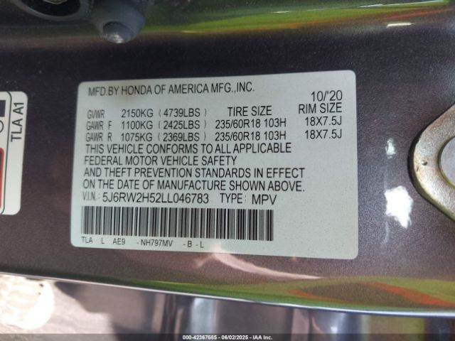 2020 HONDA CR-V 5J6RW2H52LL046783 Photo 8