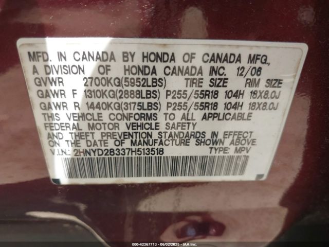 2007 ACURA MDX 2HNYD28337H513518 Photo 8