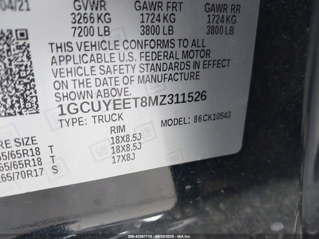 1GCUYEET8MZ311526 Chevrolet lm2