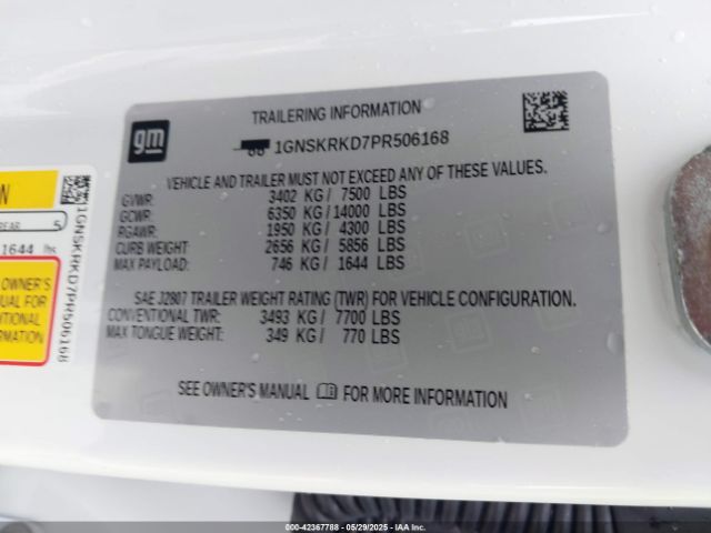 2023 CHEVROLET TAHOE 1GNSKRKD7PR506168 Photo 8