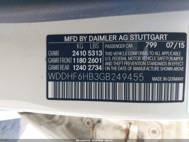 WDDHF6HB3GB249455 Mercedes-Benz 2016