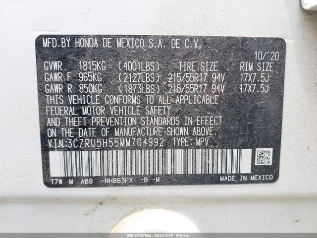 3CZRU5H55MM704992 Honda r18z9