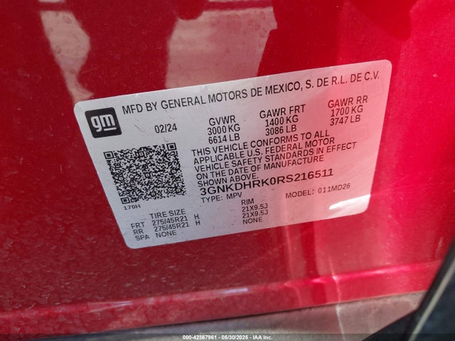 3GNKDHRK0RS216511 Chevrolet X0d+ec6