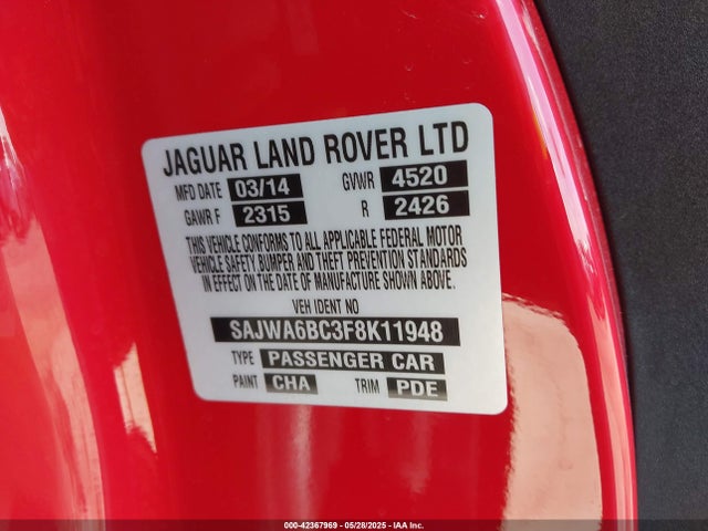 Jaguar s/c lev2 ulev 2015 SAJWA6BC3F8K11948 Image 9