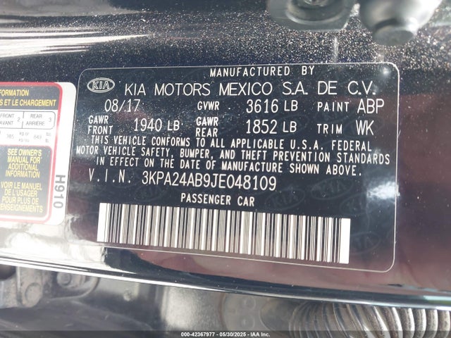 3KPA24AB9JE048109 KIA gdi gamma