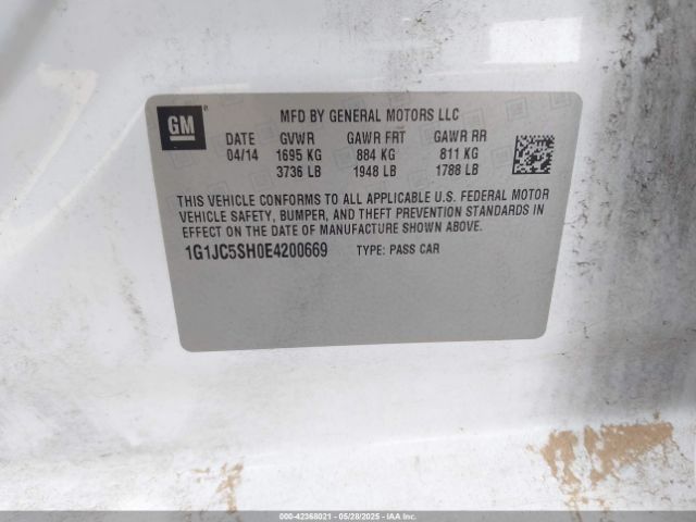 1G1JC5SH0E4200669 Chevrolet Sonic Lt Auto