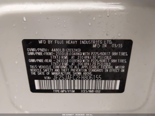 2015 SUBARU FORESTER JF2SJAFC2FH806155 Photo 8