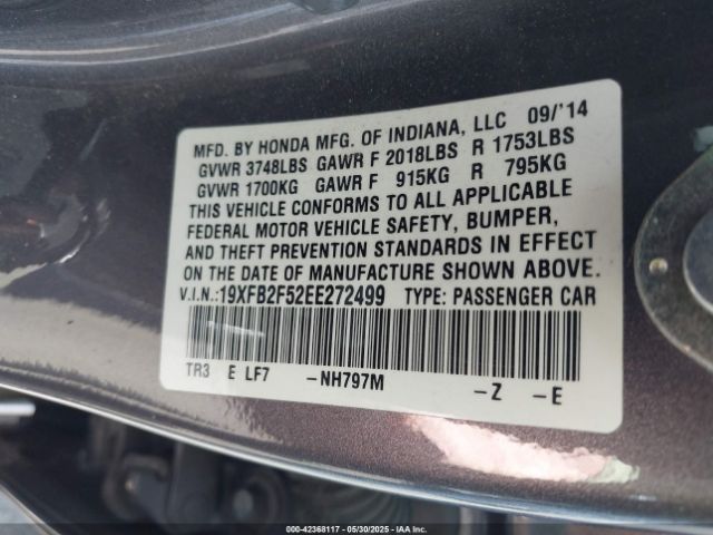 19XFB2F52EE272499 Honda r18z1