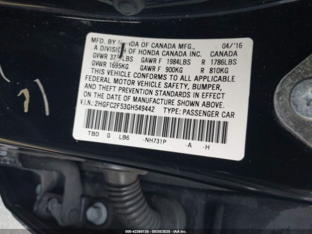 2HGFC2F53GH549442 Honda Civic Lx