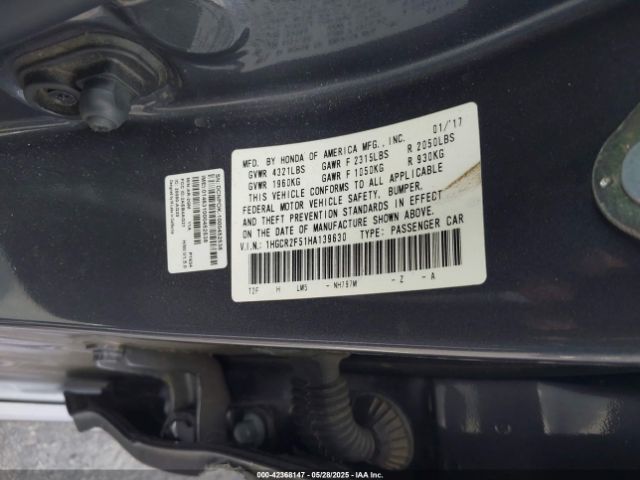 1HGCR2F51HA139630 Honda Accord Sport