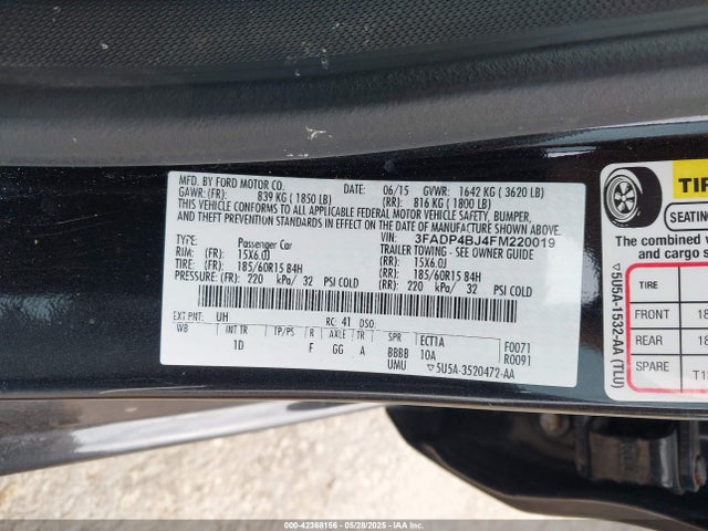 3FADP4BJ4FM220019 Ford 2015