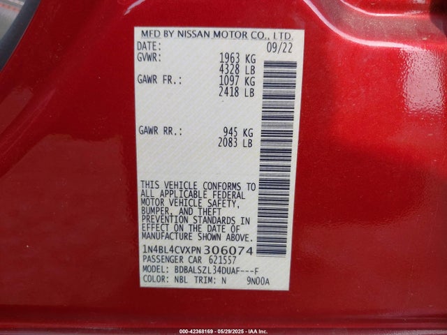 Nissan 2023 2023 1N4BL4CVXPN306074 Image 9