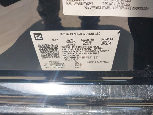 1GT49REY3PF174274 GMC l5p