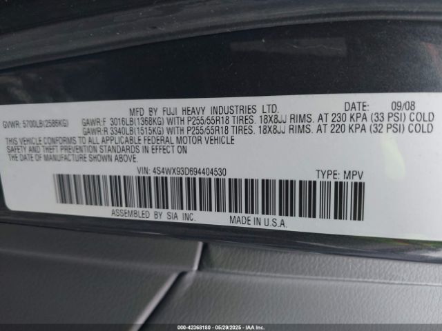 2009 SUBARU TRIBECA 4S4WX93D694404530 Photo 8