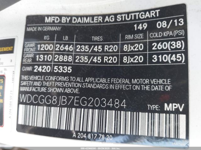 WDCGG8JB7EG203484 Mercedes-Benz Glk 350 4matic