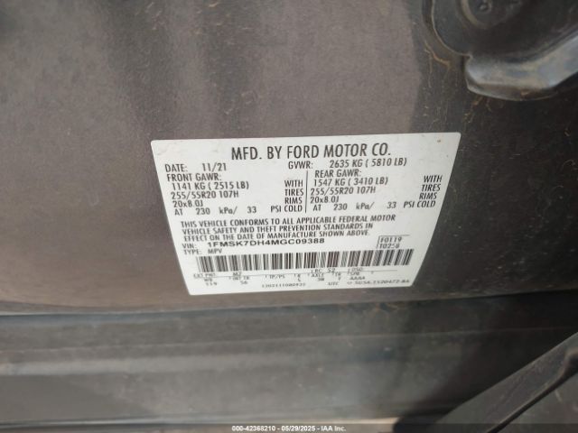 2021 FORD EXPLORER 1FMSK7DH4MGC09388 Photo 8
