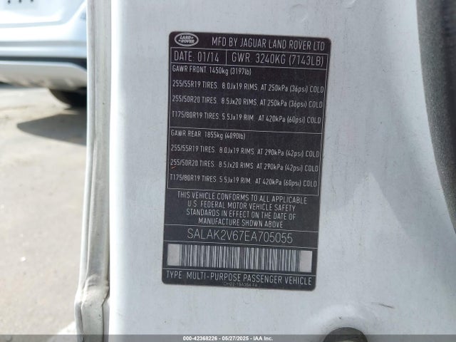 Land Rover 2014 2014 SALAK2V67EA705055 Image 9