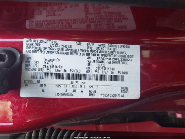 2015 FORD FOCUS 1FADP3F29FL338923 Photo 8