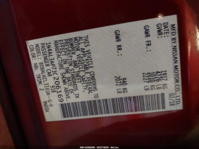 2018 NISSAN ALTIMA 1N4AL3AP7JC206169 Photo 8