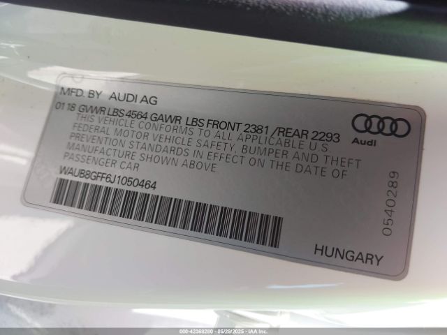 WAUB8GFF6J1050464 Audi 2.0 tfsi