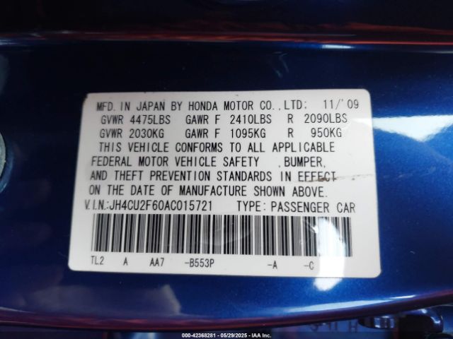2010 ACURA TSX JH4CU2F60AC015721 Photo 8