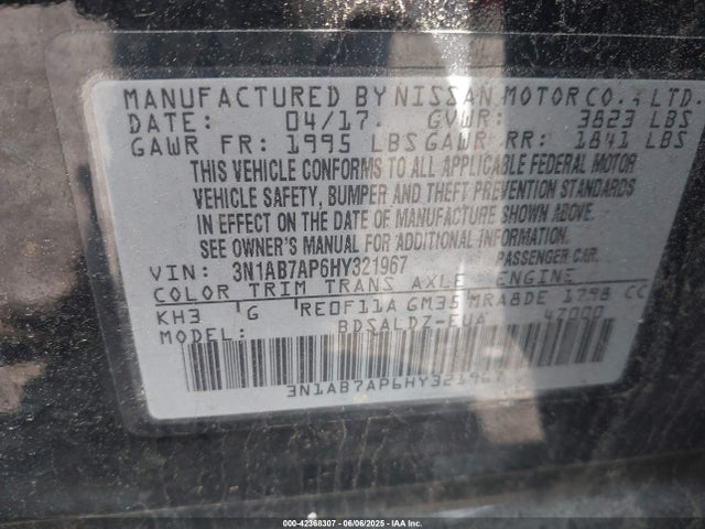 3N1AB7AP6HY321967 Nissan SENTRA SV