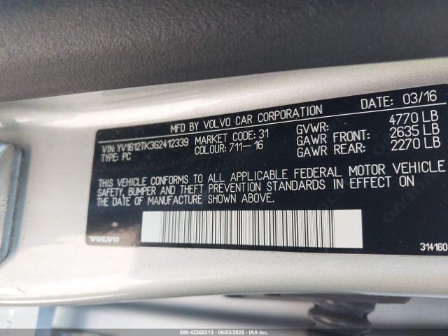 YV1612TK3G2412339 Volvo b5254t12