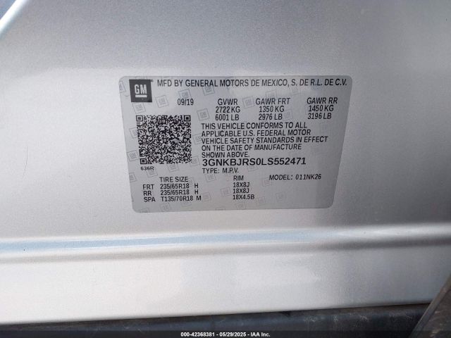 3GNKBJRS0LS552471 Chevrolet lgx