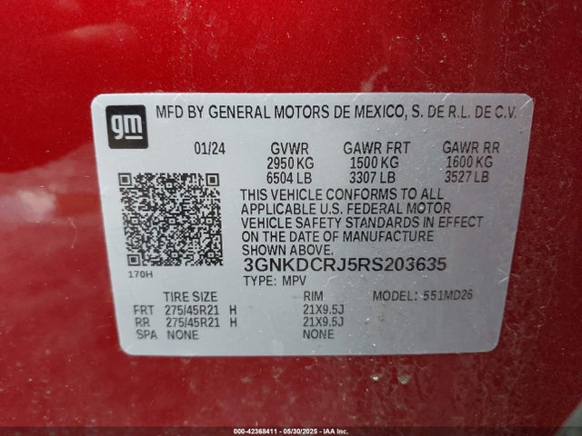 3GNKDCRJ5RS203635 Chevrolet x0c+ec5