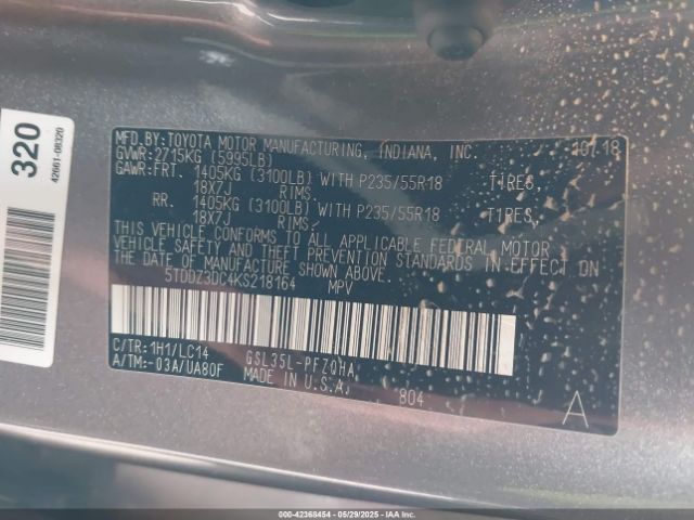 2019 TOYOTA SIENNA 5TDDZ3DC4KS218164 Photo 8