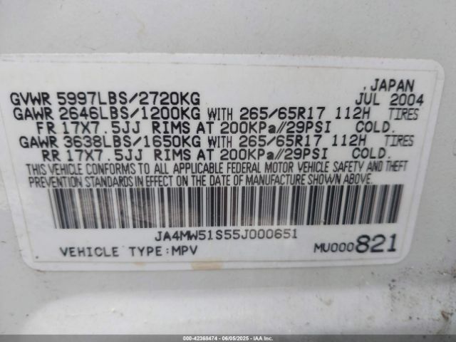 2005 MITSUBISHI MONTERO JA4MW51S55J000651 Photo 8