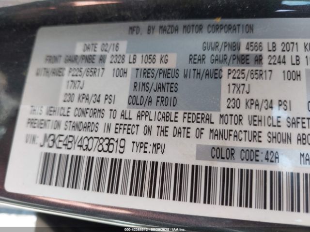 JM3KE4BY4G0783619 Mazda CX-5 SPORT