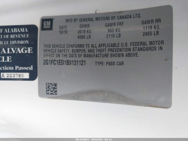 2011 CHEVROLET CAMARO 2G1FC1ED1B9131121 Photo 8