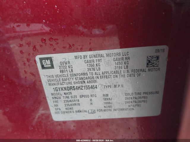 2017 CADILLAC XT5 1GYKNDRS4HZ155464 Photo 8