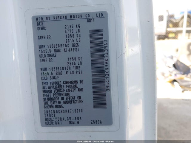 3N6CM0KN3HK713910 Nissan 2017