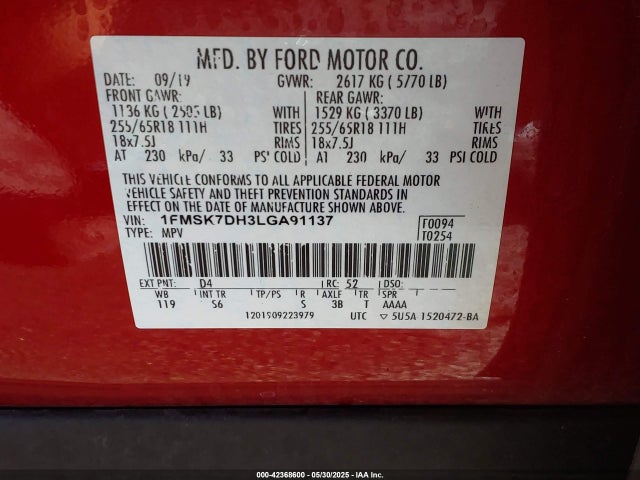 1FMSK7DH3LGA91137 Ford 2020