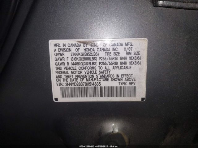 2008 ACURA MDX 2HNYD28378H514835 Photo 8