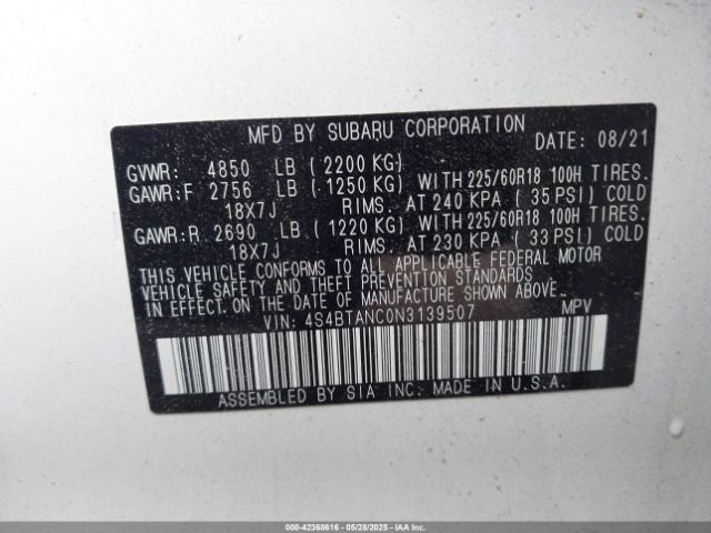 2022 SUBARU OUTBACK 4S4BTANC0N3139507 Photo 8