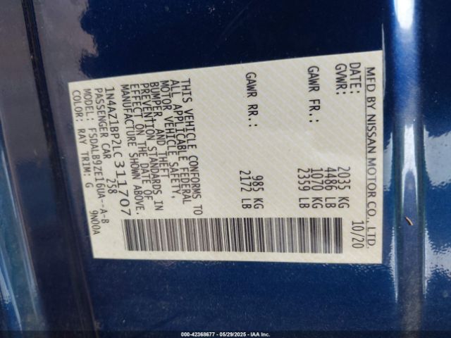 2020 NISSAN LEAF 1N4AZ1BP2LC311707 Photo 8