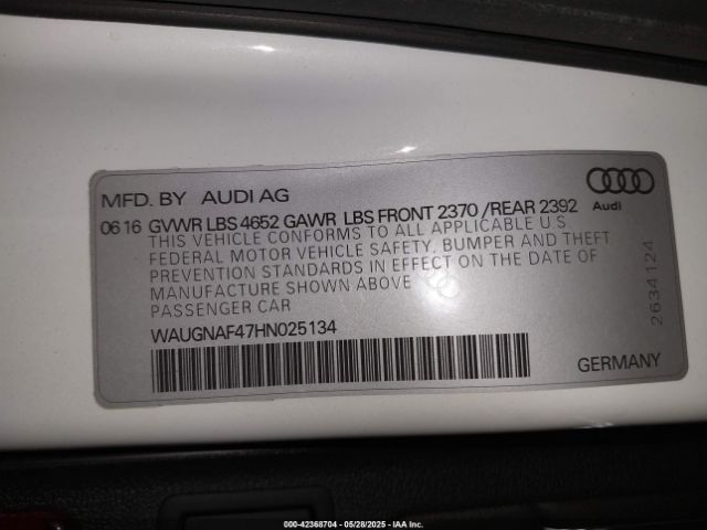 WAUGNAF47HN025134 Audi A4 2.0t Premium