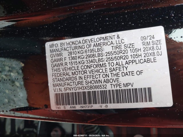 5FNYG1H3XSB066532 Honda j35y8