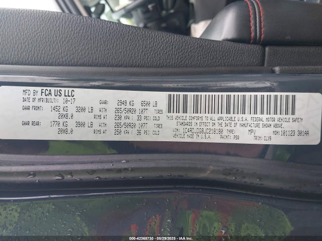 1C4RDJDG8JC218180 Dodge Durango