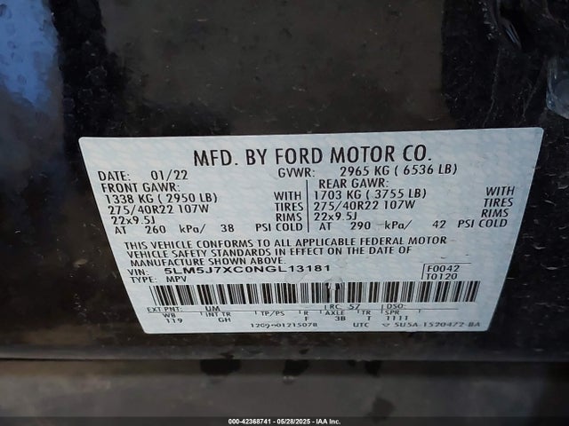 5LM5J7XC0NGL13181 Lincoln gtdi