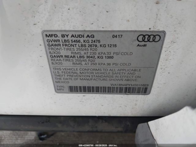 2018 AUDI Q5 WA1BNAFY1J2015023 Photo 8