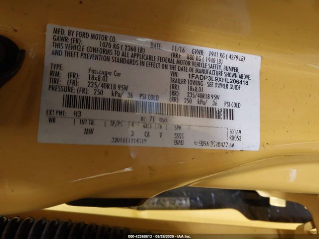 1FADP3L9XHL206418 Ford 2.0l gtdi premium fuel