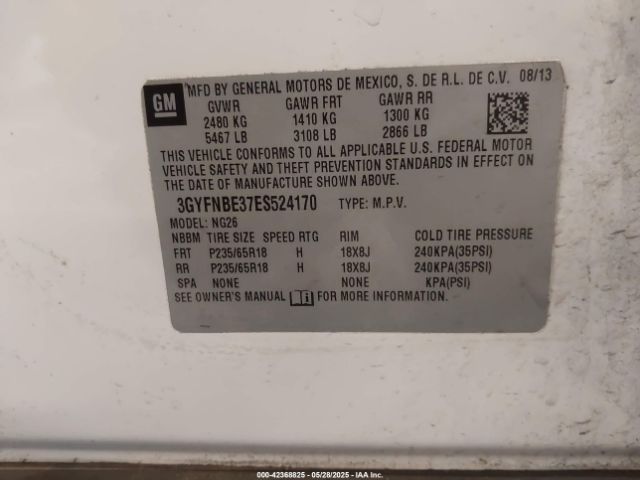 2014 CADILLAC SRX 3GYFNBE37ES524170 Photo 8