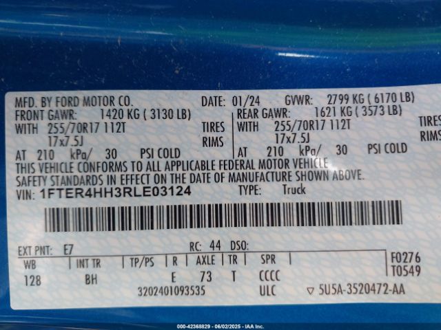 1FTER4HH3RLE03124 Ford Ranger Xlt