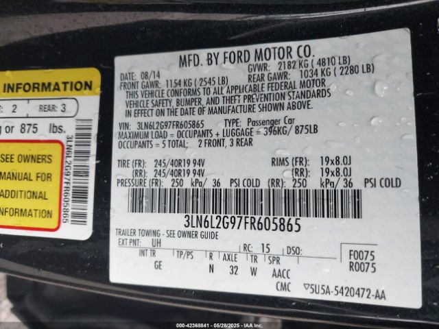3LN6L2G97FR605865 Lincoln MKZ