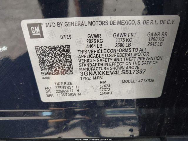 2020 CHEVROLET EQUINOX 3GNAXKEV4LS517337 Photo 8